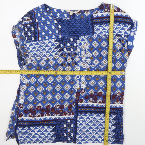 Next Womens Blue Geometric Floral Viscose Tunic Blouse UK 12