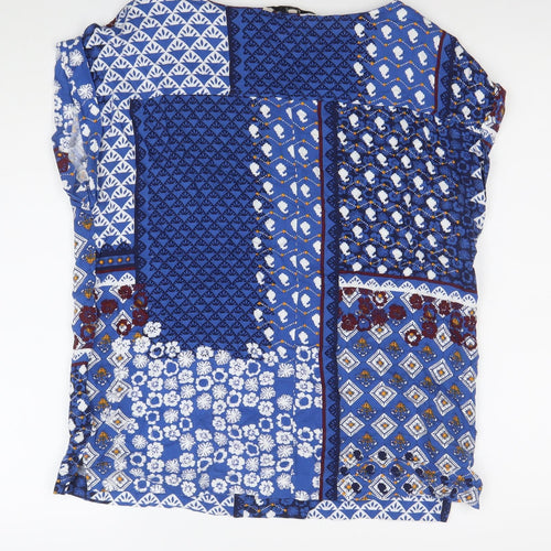 Next Womens Blue Geometric Floral Viscose Tunic Blouse UK 12