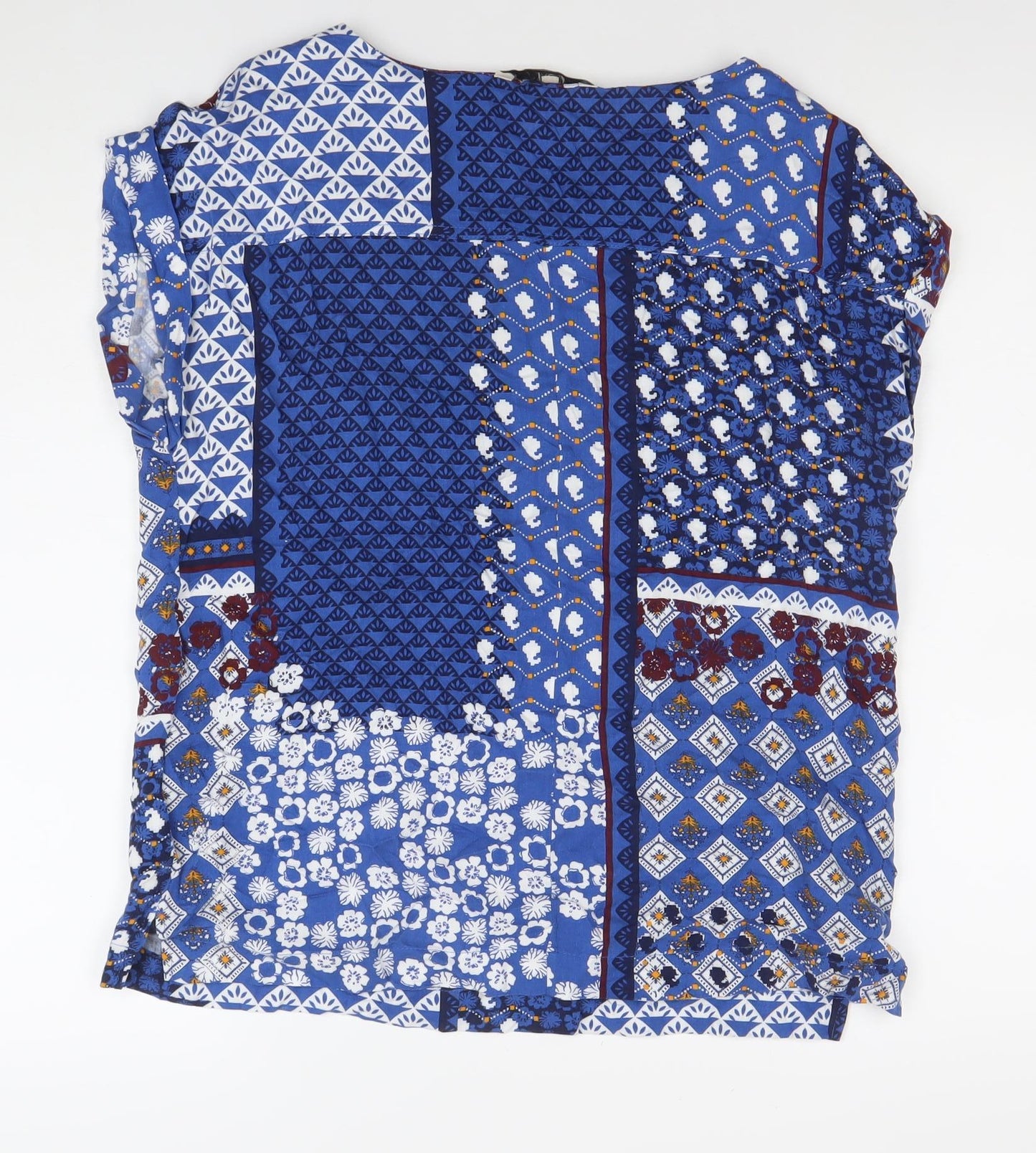 Next Womens Blue Geometric Floral Viscose Tunic Blouse UK 12