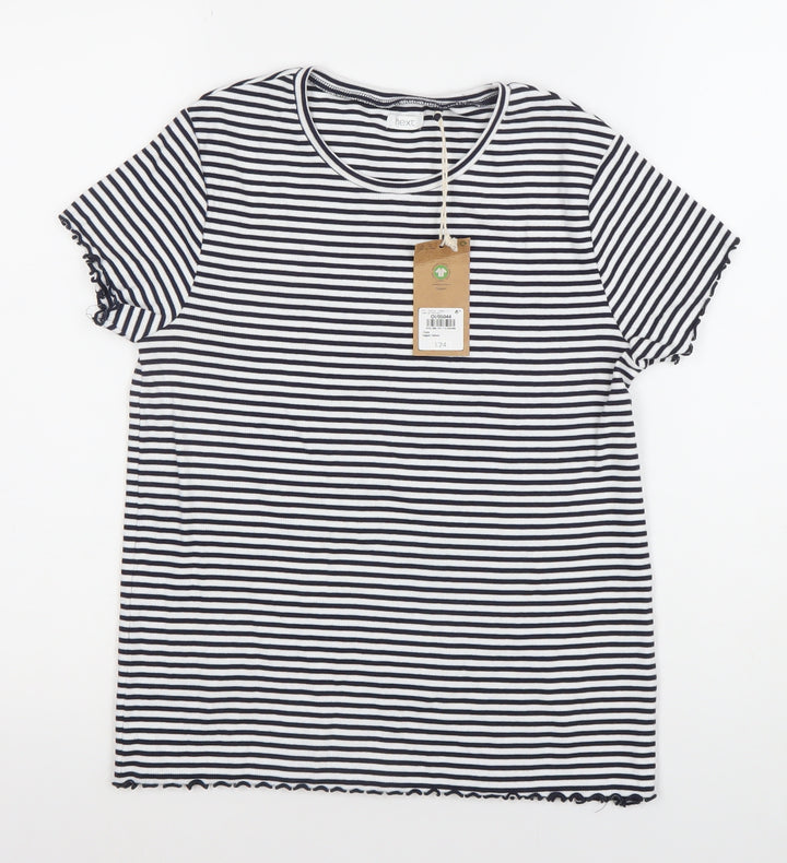 Next Girls Black White Striped T-Shirt 15 Years Crew Neck Short Sleeve