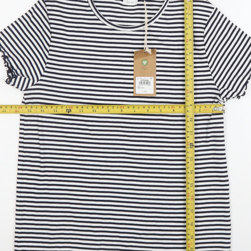 Next Girls Black White Striped T-Shirt 15 Years Crew Neck Short Sleeve