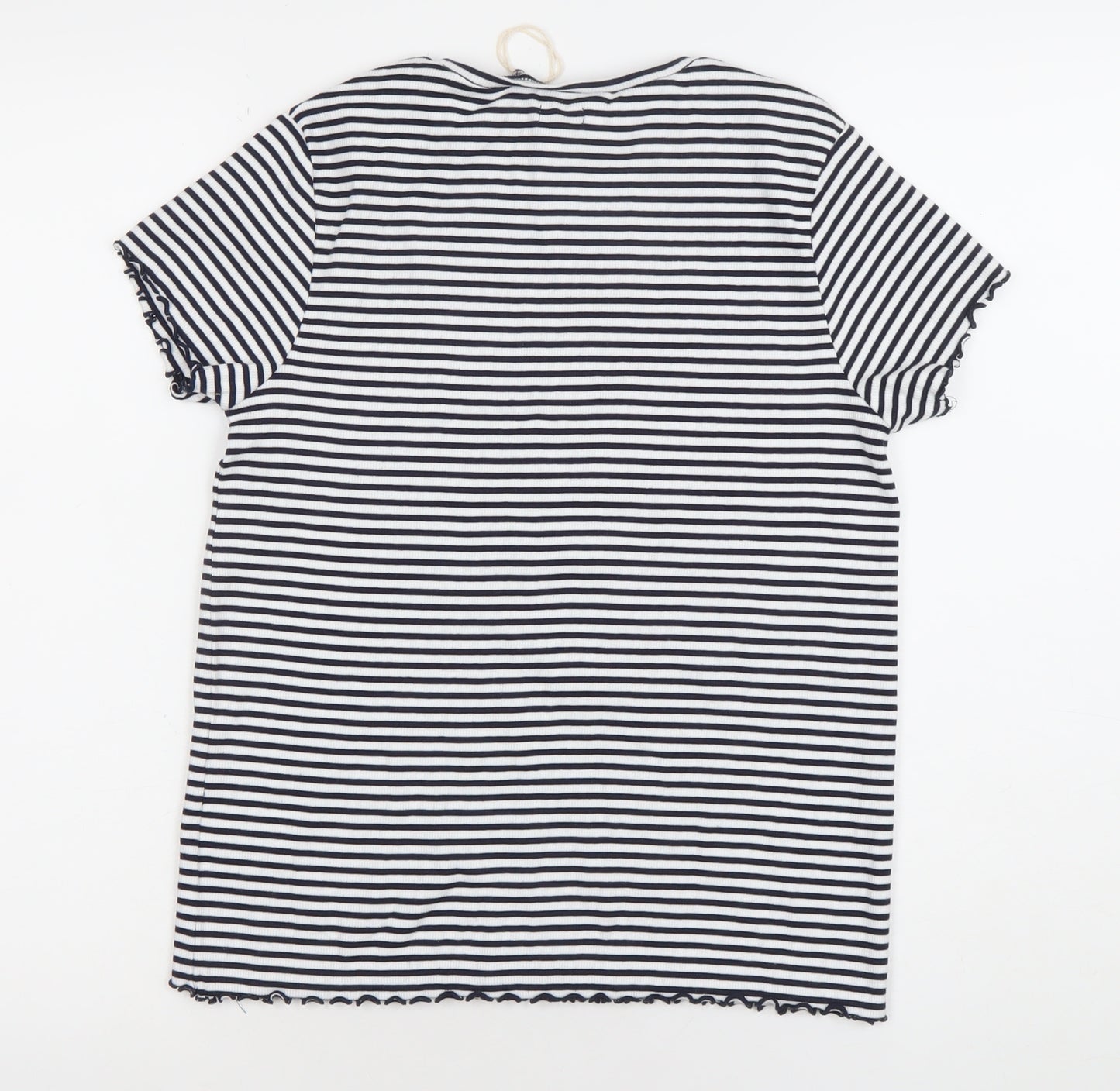Next Girls Black White Striped T-Shirt 15 Years Crew Neck Short Sleeve