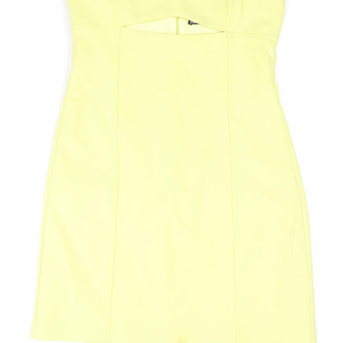 Zara Womens Yellow Strapless Bodycon Dress Size M Short Party