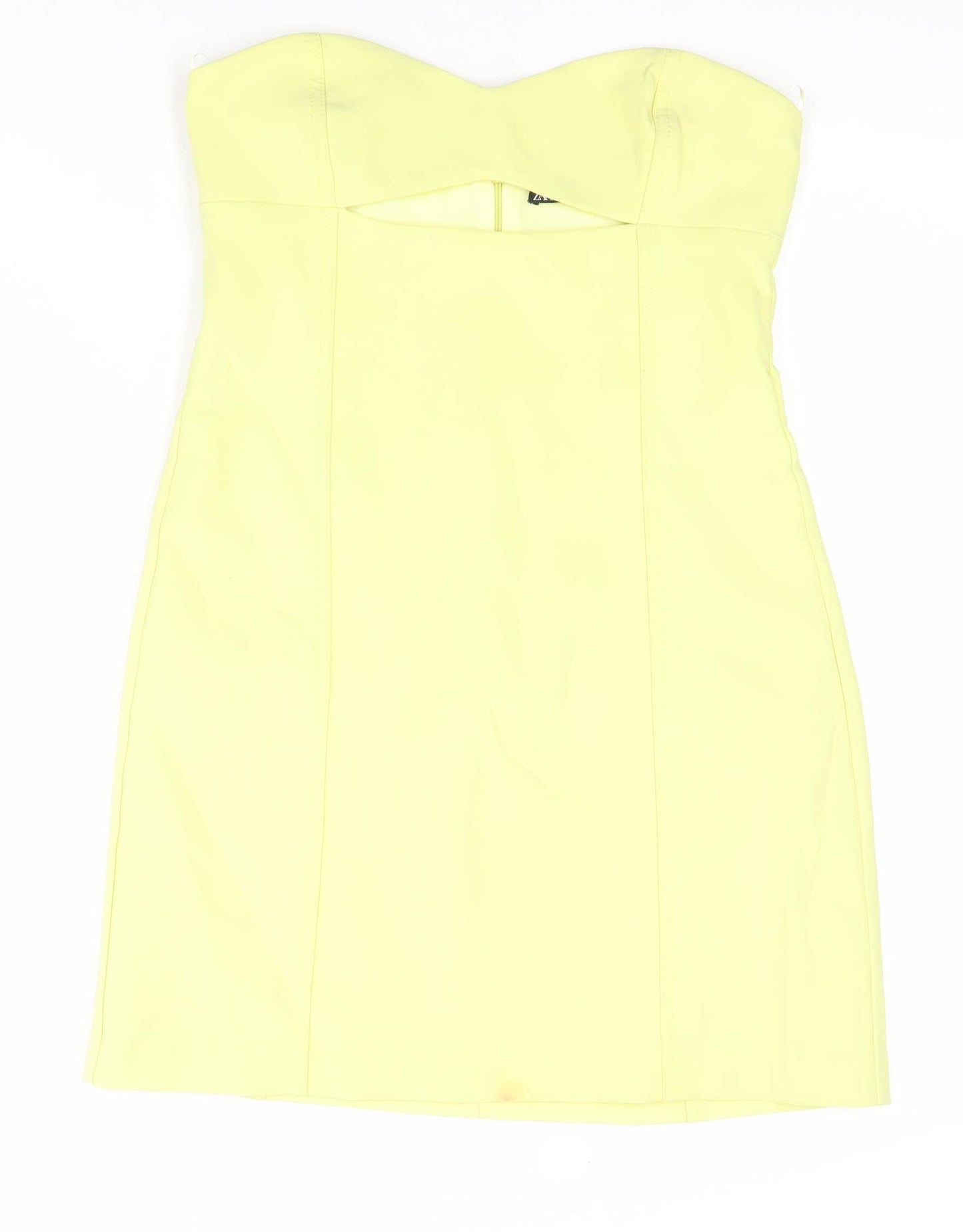 Zara Womens Yellow Strapless Bodycon Dress Size M Short Party