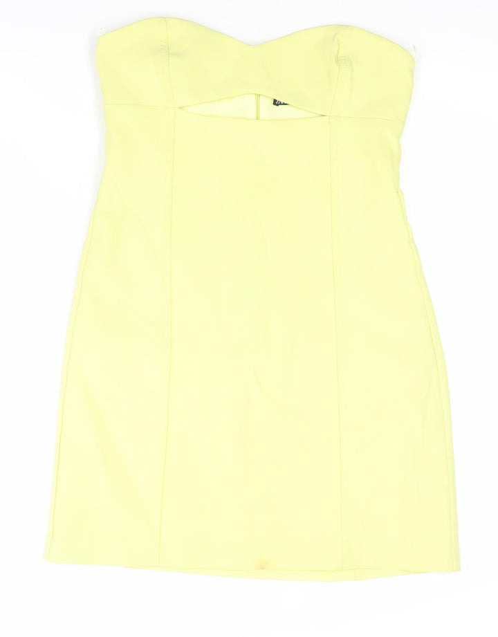 Zara Womens Yellow Strapless Bodycon Dress Size M Short Party