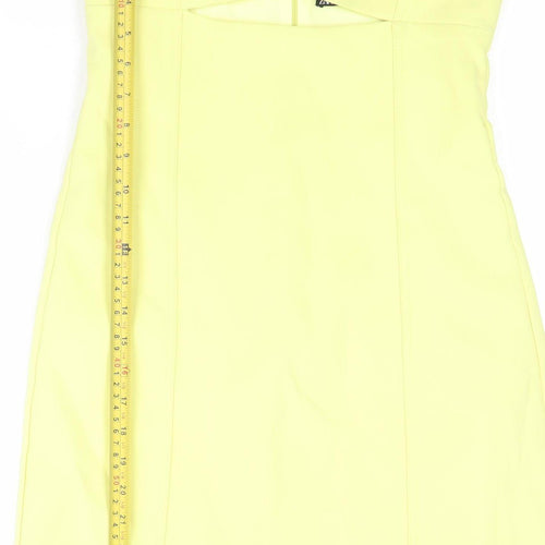 Zara Womens Yellow Strapless Bodycon Dress Size M Short Party