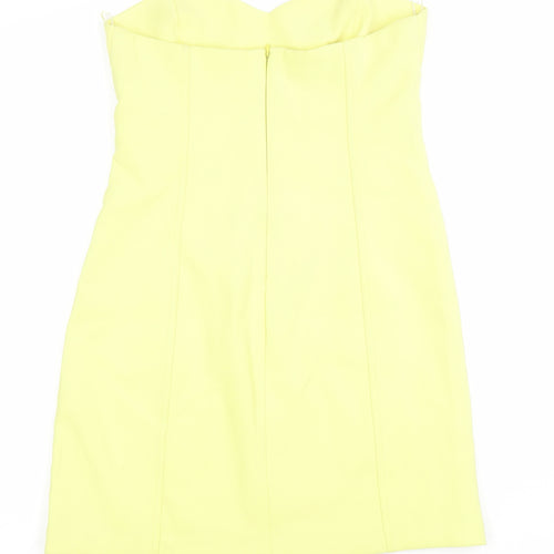 Zara Womens Yellow Strapless Bodycon Dress Size M Short Party