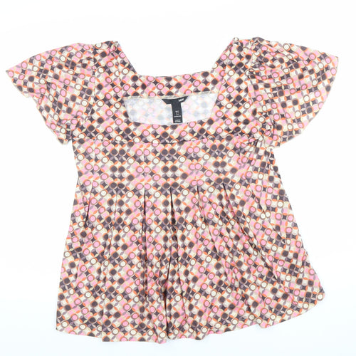 H&M Women’s Multicoloured Geometric Tunic Blouse Size 8