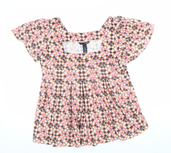 H&M Women’s Multicoloured Geometric Tunic Blouse Size 8