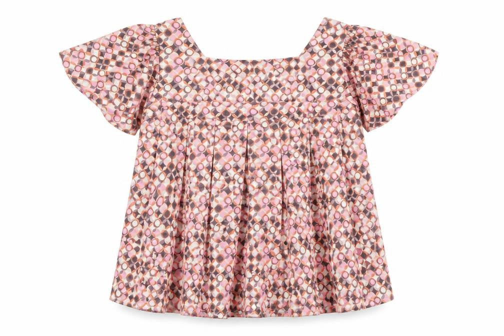 Front view of H&M Women’s Multicoloured Geometric Tunic Blouse, size UK 8