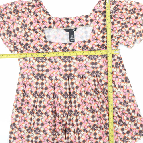 H&M Women’s Multicoloured Geometric Tunic Blouse Size 8
