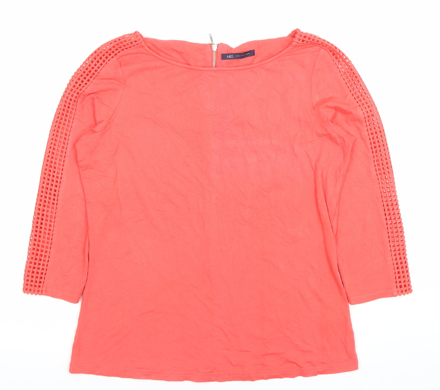 Marks and Spencer Women’s Red Tunic Blouse Size 14 Zip 3/4 Sleeve