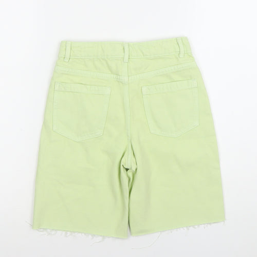 Marks and Spencer Girls Green 8-9Y Cut-Off Adjustable Waist Denim Shorts