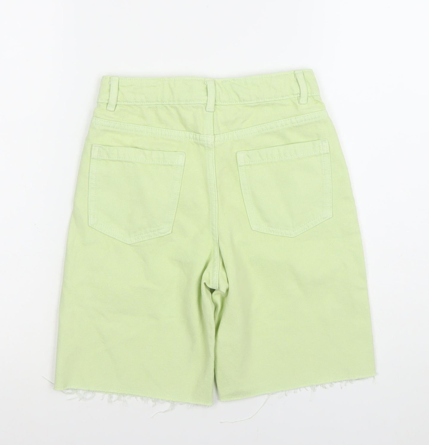 Marks and Spencer Girls Green 8-9Y Cut-Off Adjustable Waist Denim Shorts