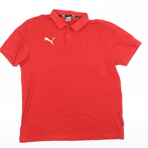Puma Men’s Red Polo Shirt L Personal Trainer Logo Cotton Blend