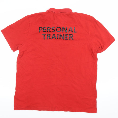 Puma Men’s Red Polo Shirt L Personal Trainer Logo Cotton Blend