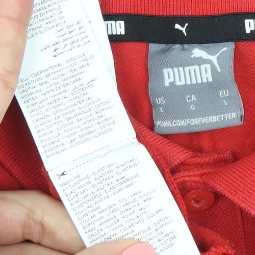 Puma Men’s Red Polo Shirt L Personal Trainer Logo Cotton Blend