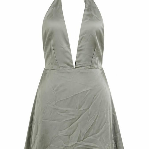 Zara Women Green Satin Halter Slip Dress Size M Party Cocktail
