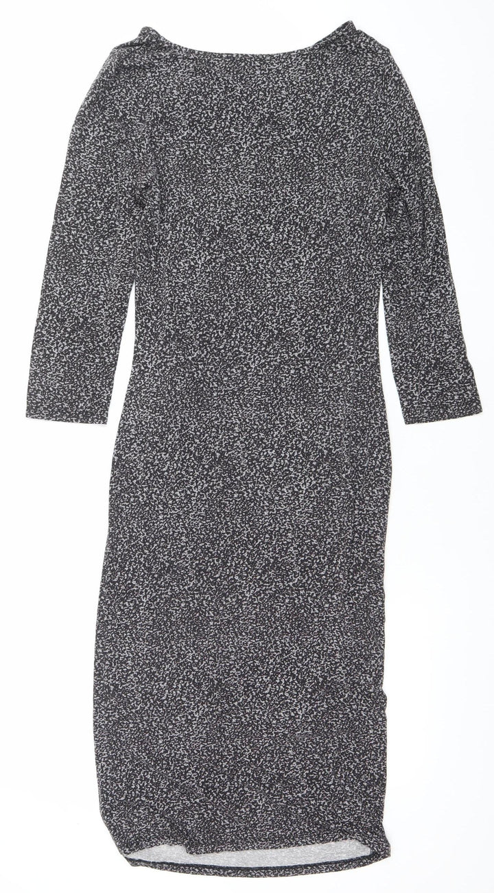 Oasis Women Black Animal Print Bodycon Dress Size S