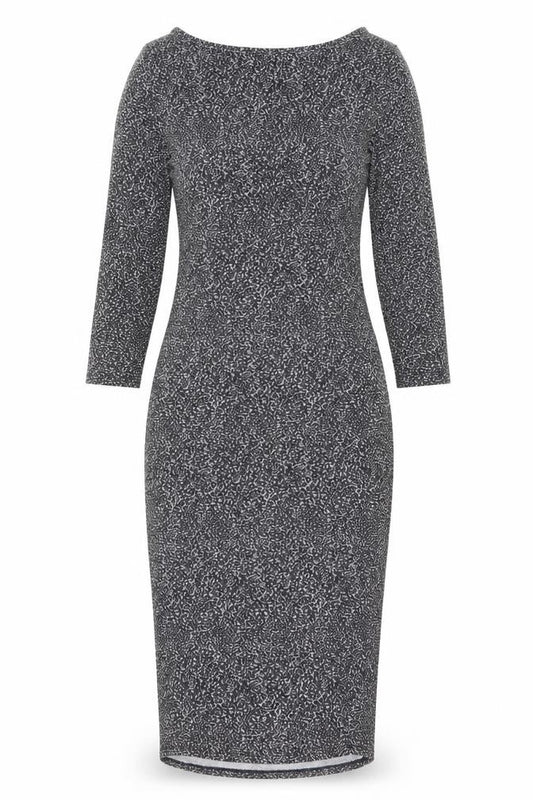 Front view of Oasis Women Black Animal Print Bodycon Dress, size S