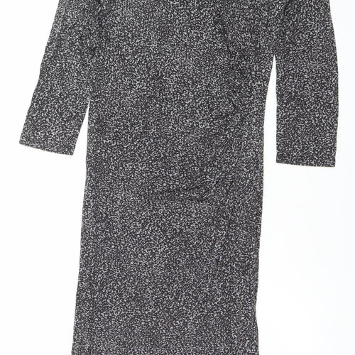 Oasis Women Black Animal Print Bodycon Dress Size S
