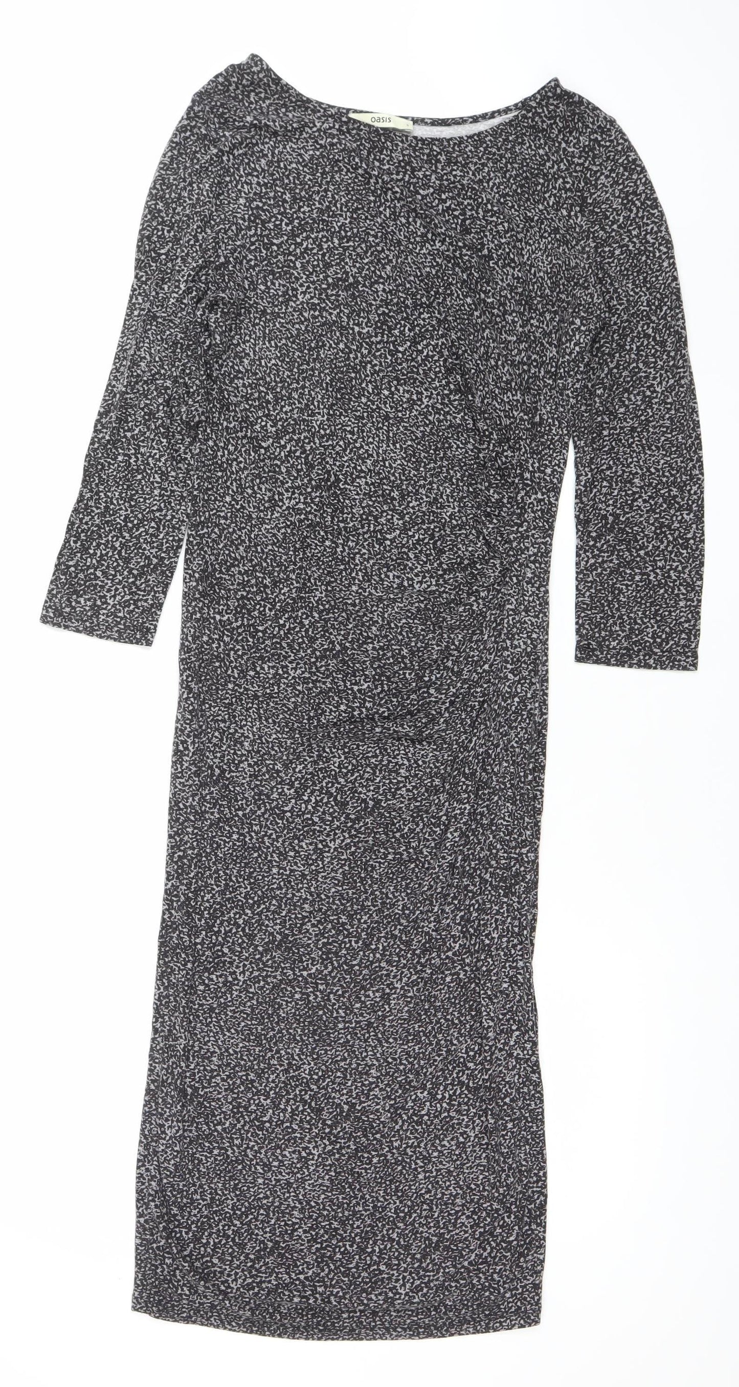 Oasis Women Black Animal Print Bodycon Dress Size S