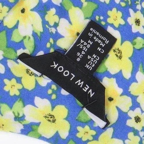 New Look Women's Blue Floral Puff Sleeve Wrap Dress Size 8