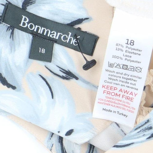Bonmarche Women’s Beige Blue Floral Lace Knee Length Sheath Dress Size 18