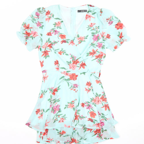 Quiz Women’s Multicoloured Floral V-Neck Puff Sleeve Playsuit Size 6