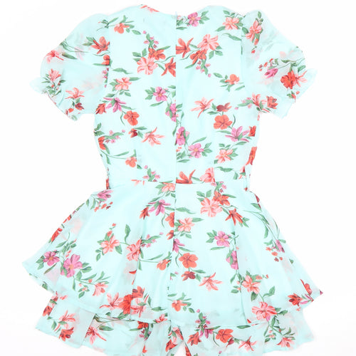 Quiz Women’s Multicoloured Floral V-Neck Puff Sleeve Playsuit Size 6
