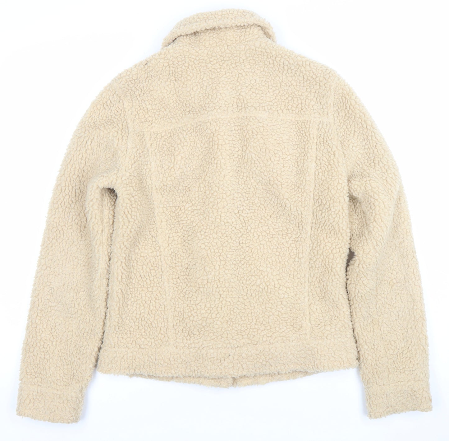 Hollister Womens Beige Fleece Jacket XS Button Casual Winter Coat