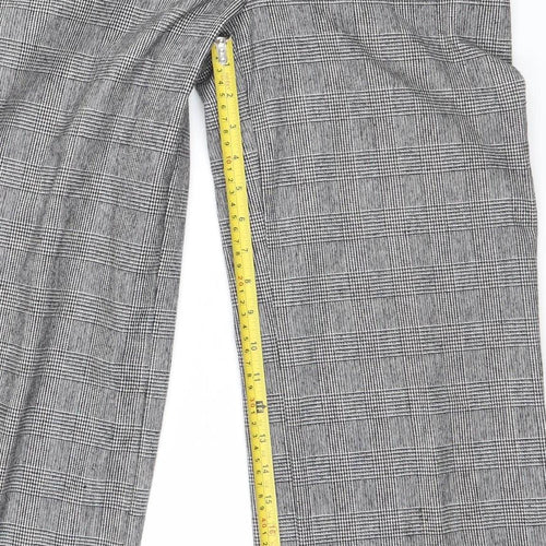 Next Womens Grey Check Dress Pants Trousers Size 6 Regular Wool Blend