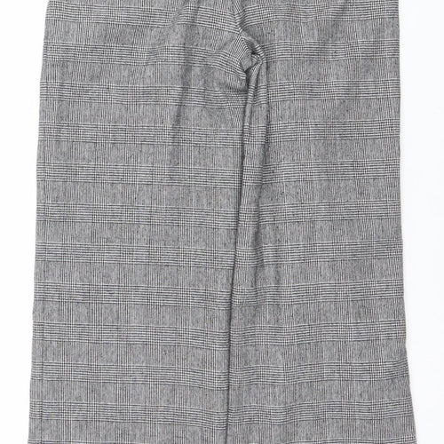 Next Womens Grey Check Dress Pants Trousers Size 6 Regular Wool Blend