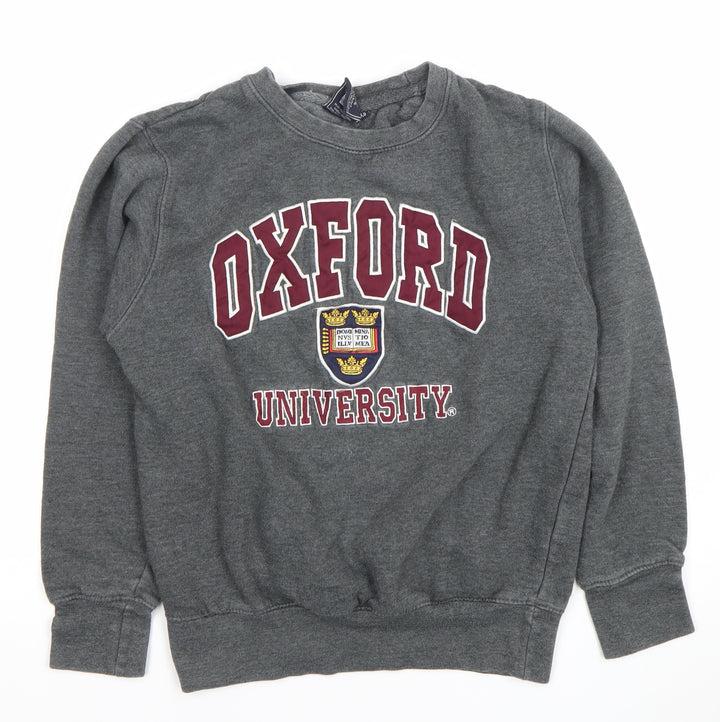 Oxford University Boys Grey XS Pullover Sweatshirt Logo Crew Neck