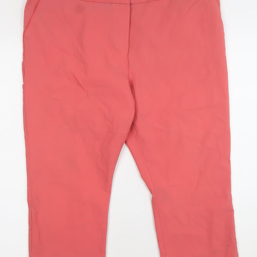 Papaya Weekend Womens Pink Straight Leg Trousers Size 18 Viscose Blend