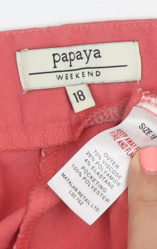 Papaya Weekend Womens Pink Straight Leg Trousers Size 18 Viscose Blend