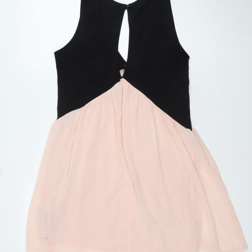 Solemio Women’s Black Pink Fit & Flare Sleeveless Party Dress L