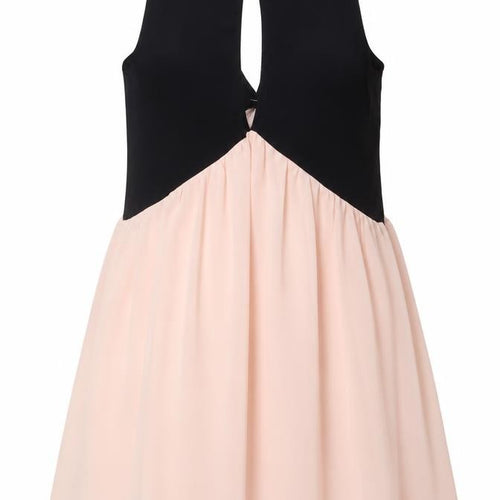 Solemio Women’s Black Pink Fit & Flare Sleeveless Party Dress L
