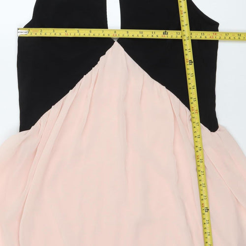 Solemio Women’s Black Pink Fit & Flare Sleeveless Party Dress L