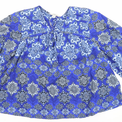 Marks and Spencer Women’s Blue Floral Tunic Blouse Size 8