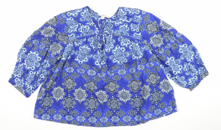 Marks and Spencer Women’s Blue Floral Tunic Blouse Size 8