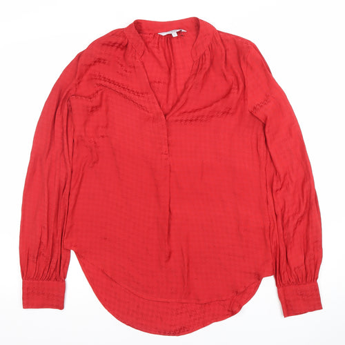 Next Women’s Red Long Sleeve Tunic Blouse Size 10 V-Neck Workwear