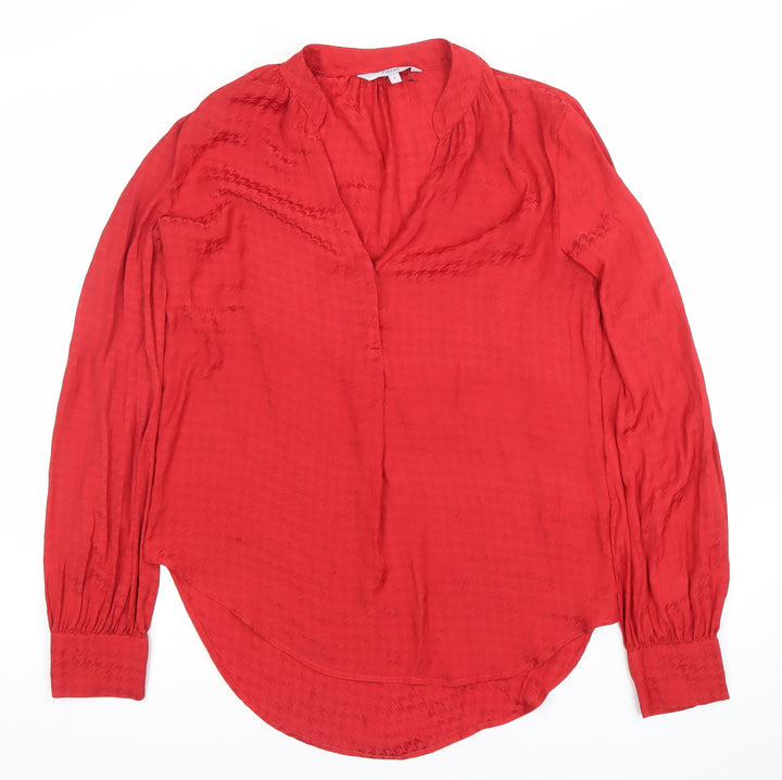 Next Women’s Red Long Sleeve Tunic Blouse Size 10 V-Neck Workwear