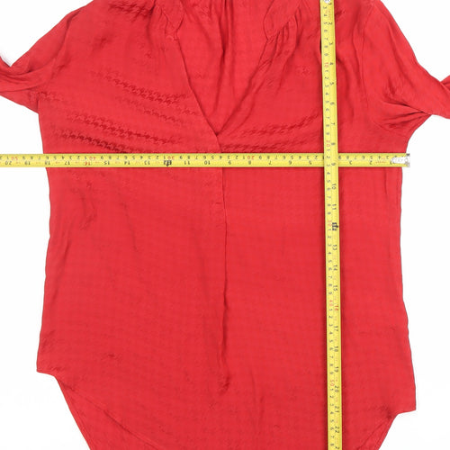 Next Women’s Red Long Sleeve Tunic Blouse Size 10 V-Neck Workwear