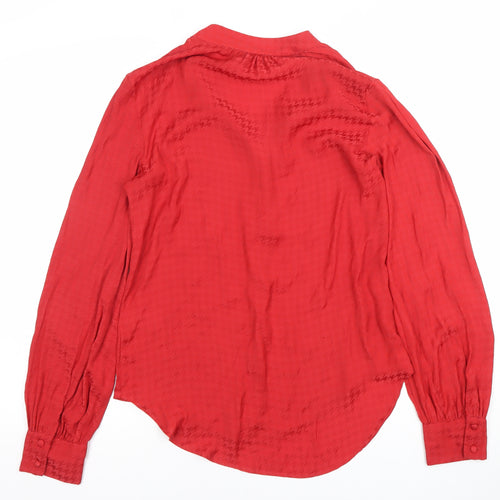 Next Women’s Red Long Sleeve Tunic Blouse Size 10 V-Neck Workwear