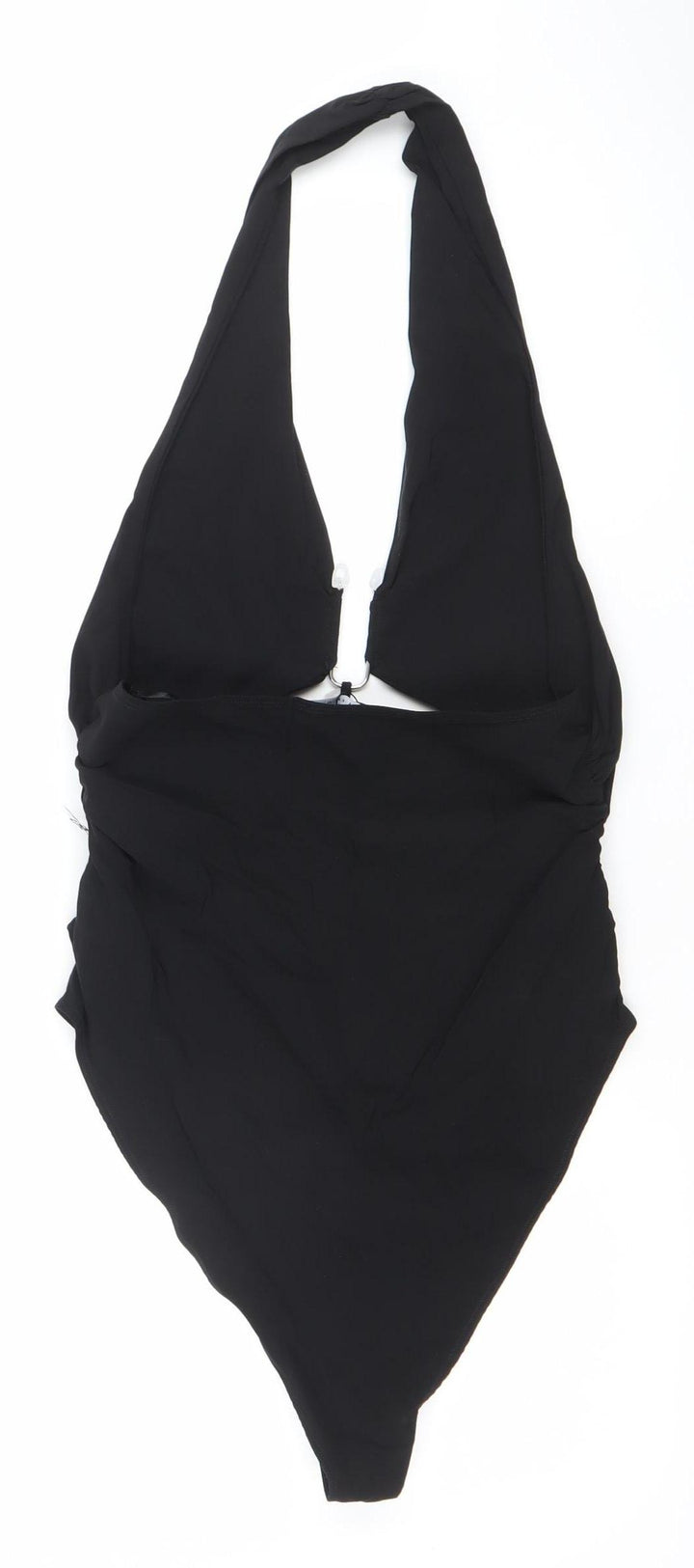 Zara Women Black Halter Bodysuit L Slim Fit Polyester Elastane