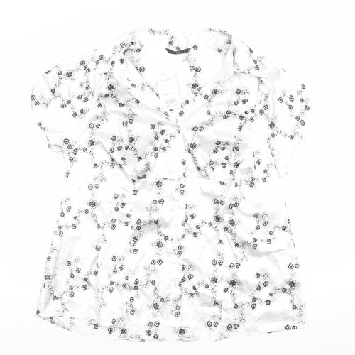 Evans Womens White Floral Satin Button-Up Blouse Size 22
