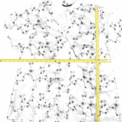 Evans Womens White Floral Satin Button-Up Blouse Size 22