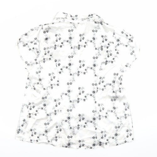 Evans Womens White Floral Satin Button-Up Blouse Size 22