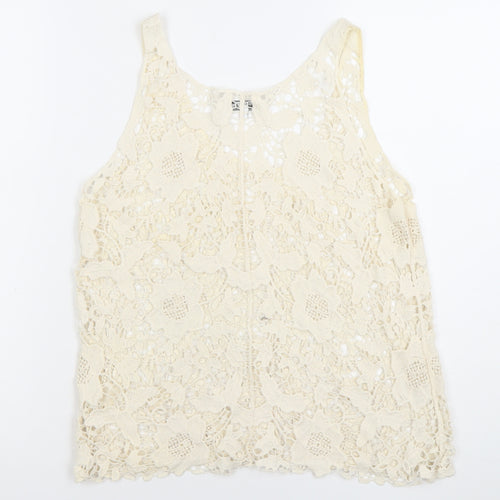 Look Women’s Ivory Lace Crochet Tank Camisole Top Size M